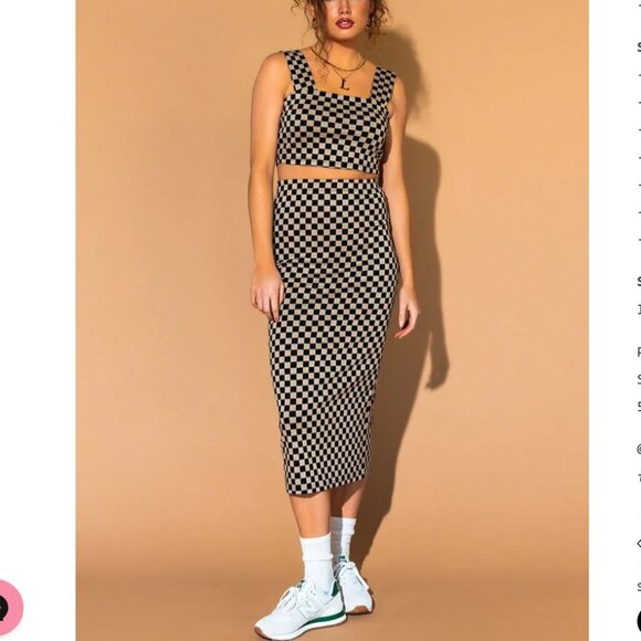 LALA ORIGINAL: Looking Good Print Top + Skirt Set in Checkerboard, Size S - Picture 16 of 16